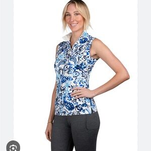 Kastel Denmark UPF 30+ Sun Protection Tank Blue Ikat size Medium NWT